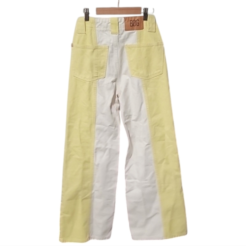 BDG URBAN OUTFITTERS Colorblock Wide Leg Jeans 25 Yellow White Y2K High Waist - Picture 8 of 15